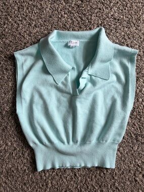 Sleeveless Polo Knit Vest Top